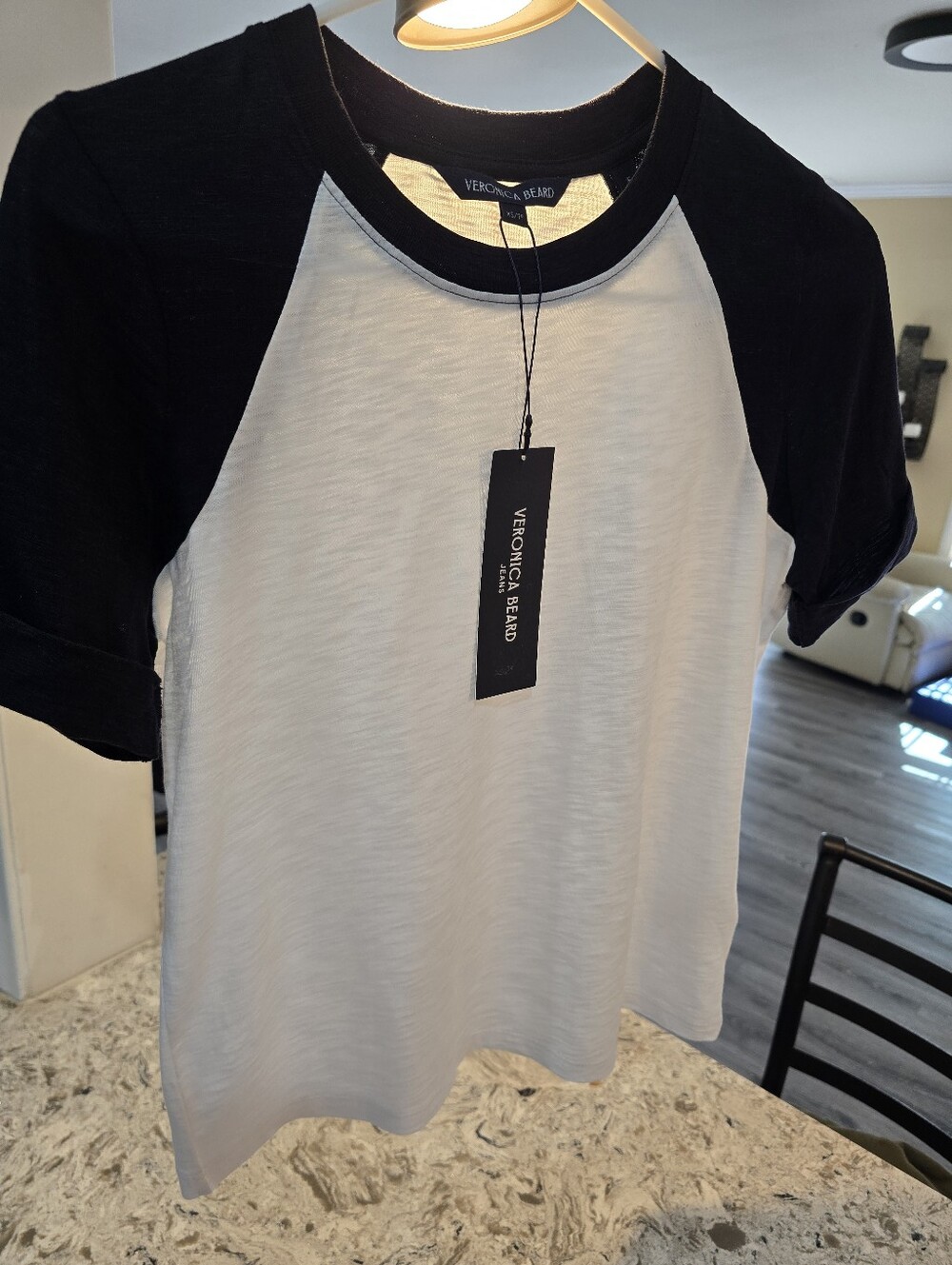 NWT Veronica Beard Designer Baseball Tee White/ Navy XS 100% Pima Cotton $168 - Picture 14 of 14